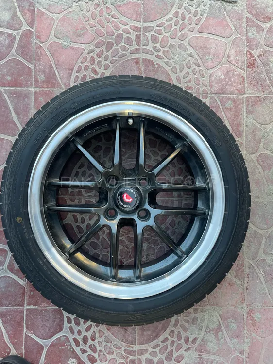 15 Inch alloy rim & dunlop tyre set japani Image-1