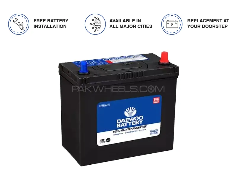 Daewoo Battery DL/R-60 - 45 Ampere Car Battery Image-1