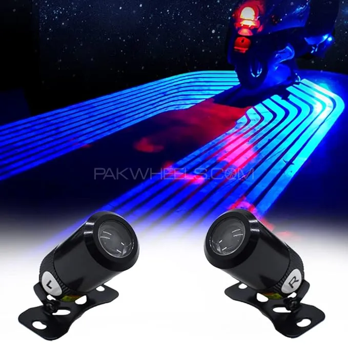 Universal Bike LED Wave Wing Light Dynamic Projection Lamp 2 Pc (Blue) Image-1