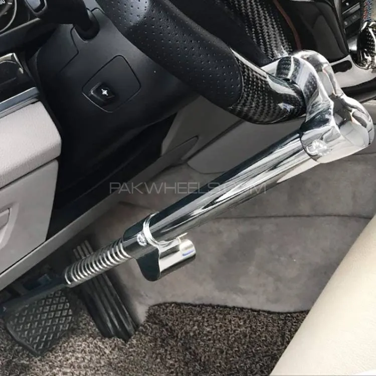 Pedal Lock Anti Theft Double Hook Clutch Brake Lock Steering Wheel Locks for Cars (Chrome Body) Image-1