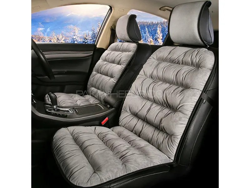 Velvet Gray Soft Car Cushion Large Size | Soft Car Cushion Grey | Car Seat Velvet Soft Cushion Image-1