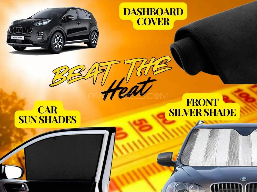 Kia Sportage Summer Package | Dashboard Cover | Foldable Sun Shades | Front Silver Shade