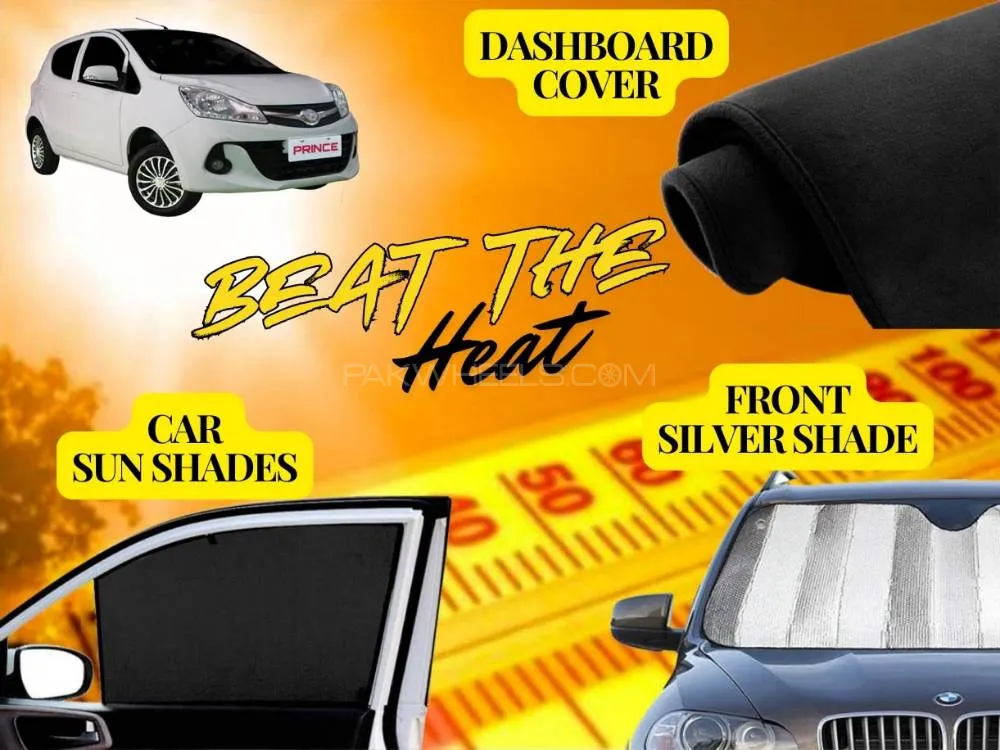 Prince Pearl Summer Package | Dashboard Cover | Foldable Sun Shades | Front Silver Shade