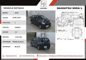 Daihatsu Mira L 2022 for Sale