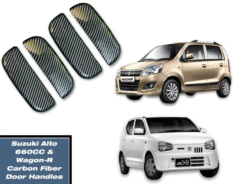 Suzuki Alto 660CC & Wagon-R ABS Carbon Fiber Door Handles 4-Pcs | ABS Carbon Fiber Door Handles