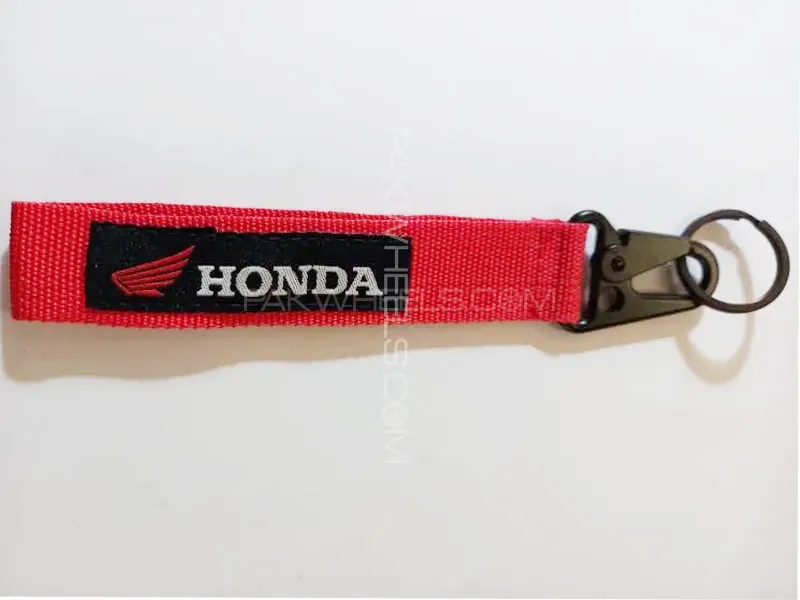  Red Honda Logo Key Chain Premium Quality Strap Key Chain Image-1