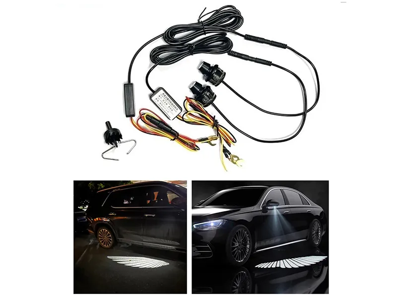 Universal Car Rearview Mirror Side LED Angel Wing Light Projection Lamp Image-1