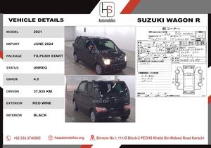 WAGON R FX PUSH START 
2021 MODEL
4.5 GRADE 
100% ORIGINAL BODY
AUCTION SHEET AVAILABLE 
37 K MILEAGE 
RED WINE COLOR
FOR MORE DETAILS PLEASE CONTACT