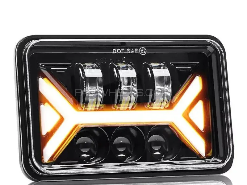 Jeep - Car Bike LED Arrow Style Headlight Square 6x4 Sealed Beam 75W Hi-Low 1 Pc Image-1