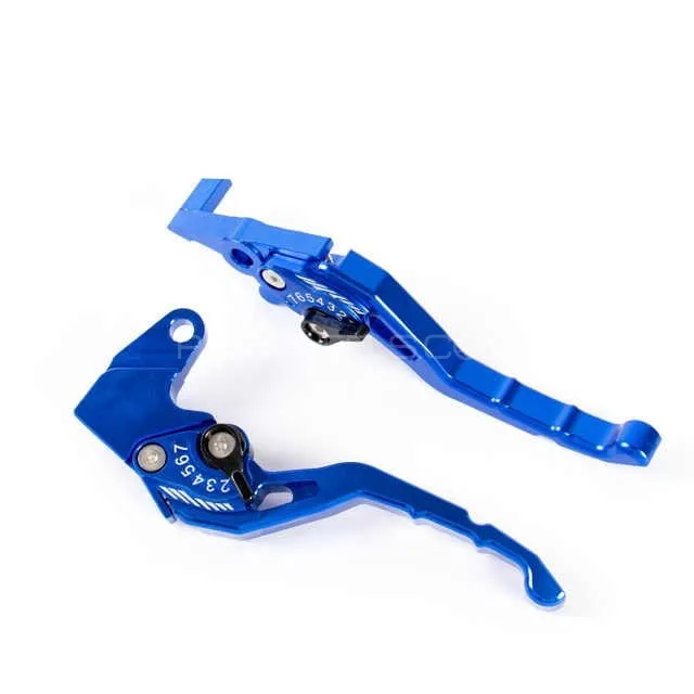 HJG 6 Position Adjustable Brake & Clutch Lever For Honda CG 125 2 Pcs Set (Blue) Image-1