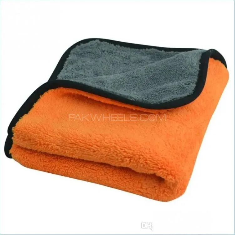 Microfiber Cloth/Towel 40cm x 40cm Orange And Grey Twin Color Laminated - Pack Of 1 Image-1