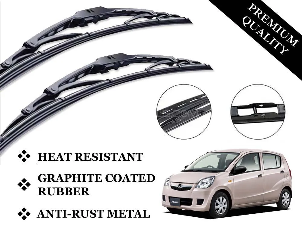 Daihatsu Mira 2007 - 2012 Wiper Blades | Metal Type | Premium Quality | Anti-Rust | Graphite Coated Image-1