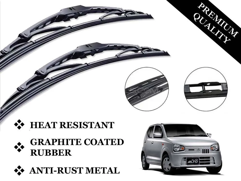 Suzuki Alto 2019 - 2024 Wiper Blades | Metal Type | Premium Quality | Anti-Rust | Graphite Coated Image-1
