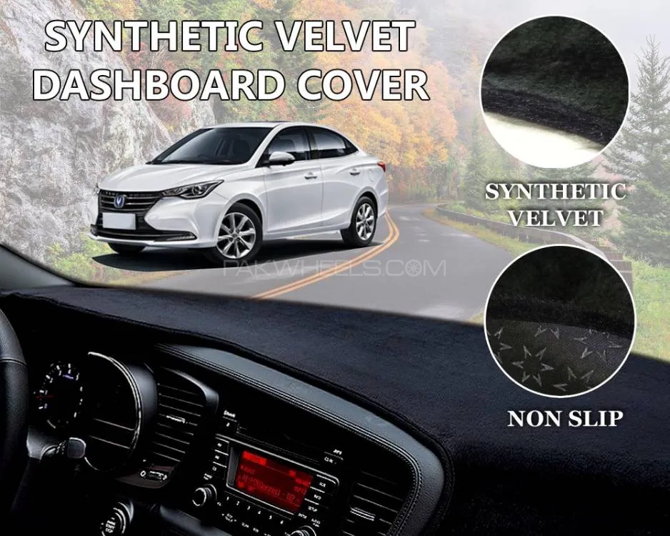 Changan Alsvin Velvet Dashboard Cover | Non Slip | Double Layer | Heat Proof Synthetic Velvet Image-1