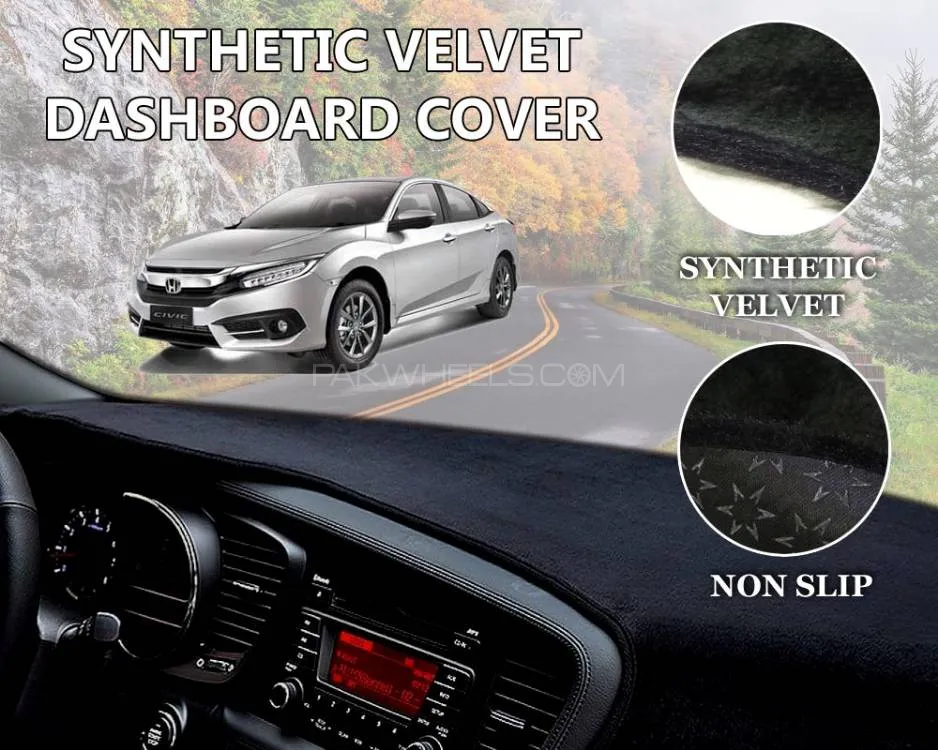 Honda Civic 2016 - 2021 Velvet Dashboard Cover | Non Slip | Double Layer | Heat Proof 