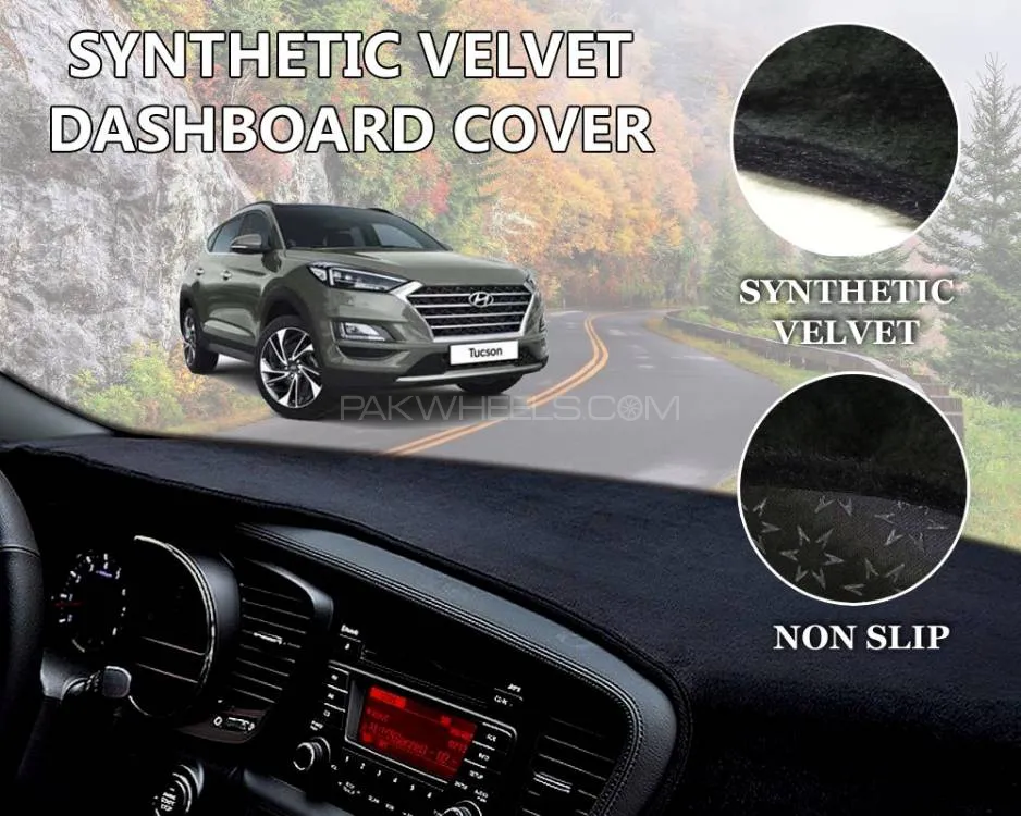 Hyundai Tucson Velvet Dashboard Cover | Non Slip | Double Layer | Heat Proof  Image-1