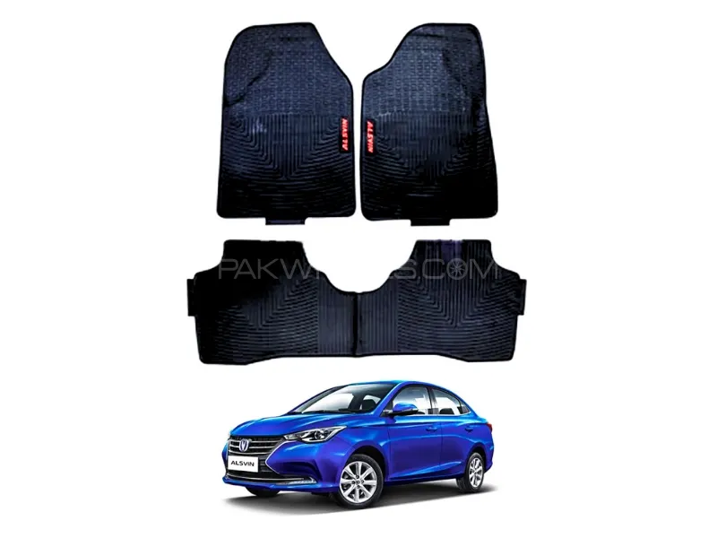 Changan Alsvin Black Diamond Rubber Floor Mats Image-1