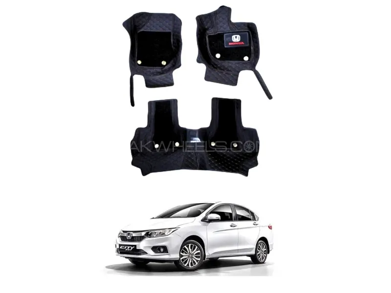 Honda City 2021-2024 9D Floor Mats | Black Image-1