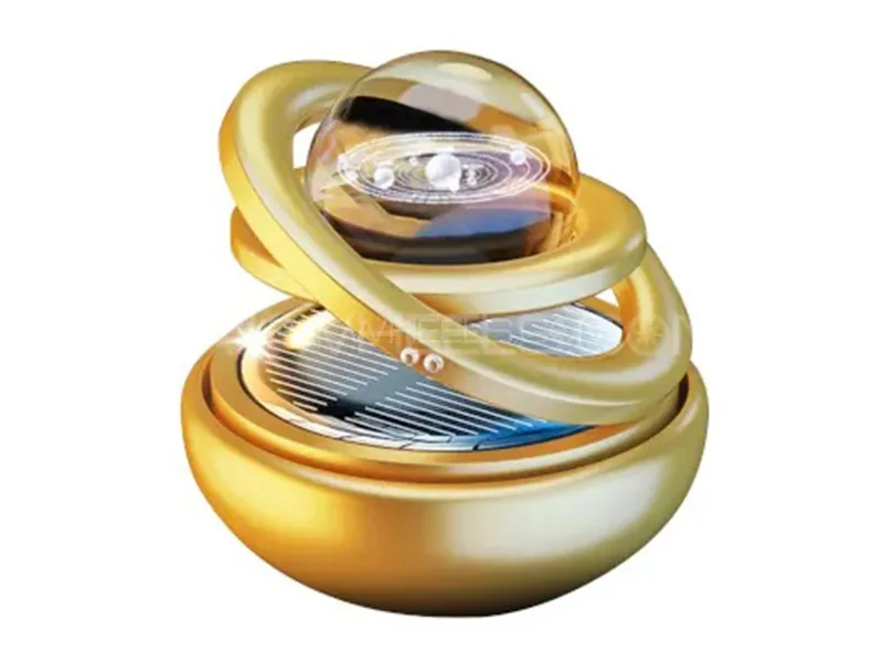 Solar Car Air Freshener Interstellar Crystal Rotating Double-Ring - Gold Image-1