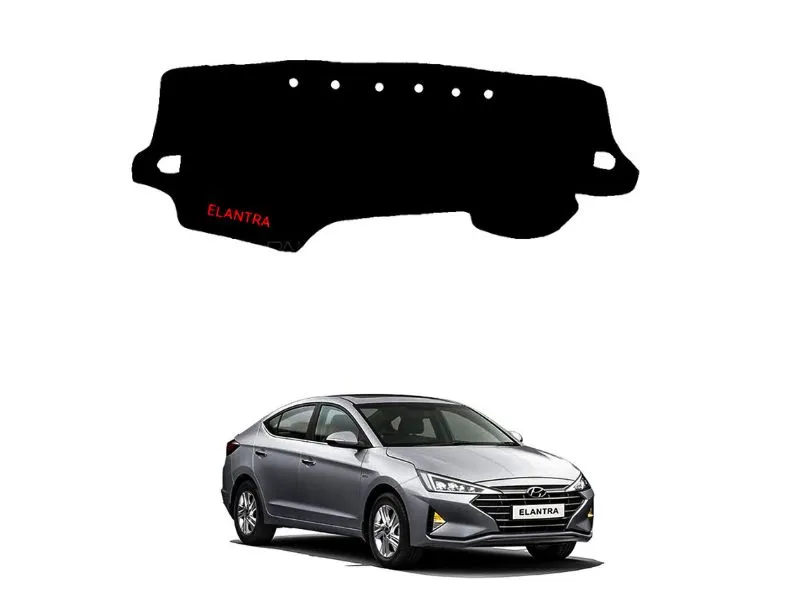 Hyundai Elantra Imported Velvet Dashboard Mat Black Image-1