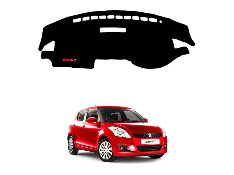 Suzuki Swift 2009-2021 Imported Velvet Dashboard Mat Black Image-1