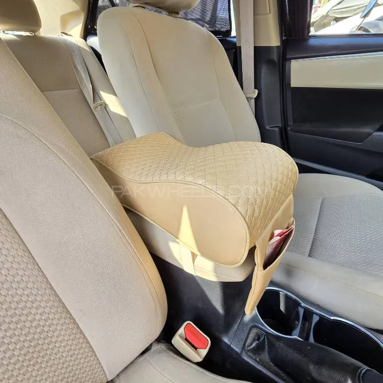 Universal Car Arm Rest Cushion Memory Foam PU Leather Armrest Seat Box Cover Protector 1 Pc(Beige) Image-1