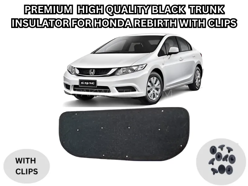  Combo Pack for Honda Rebirth: Black Bonnet Insulator with Black Trunk Insulator with Clips Image-1