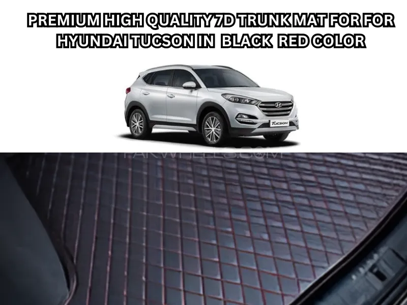 Premium High-Quality 7D Trunk Mat for Hyundai Tucson – Black Red Color Image-1