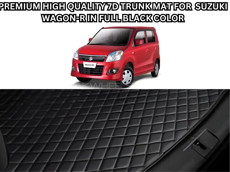 Premium High-Quality 7D Trunk Mat for Suzuki Wagon-R – Full Black Color Image-1