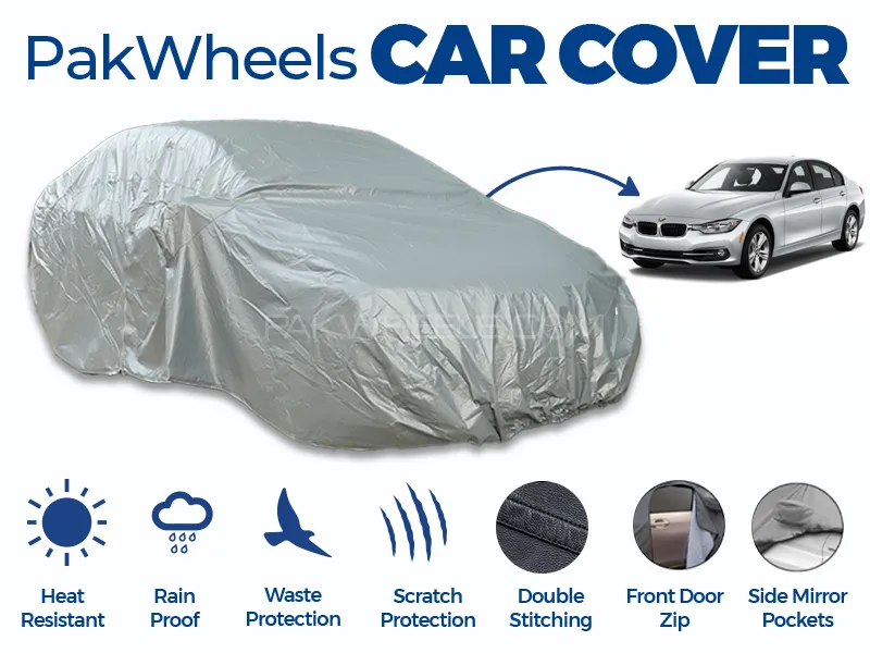 PakWheels Top Cover For BMW Series 3 Double Stitched PVC Cotton Image-1