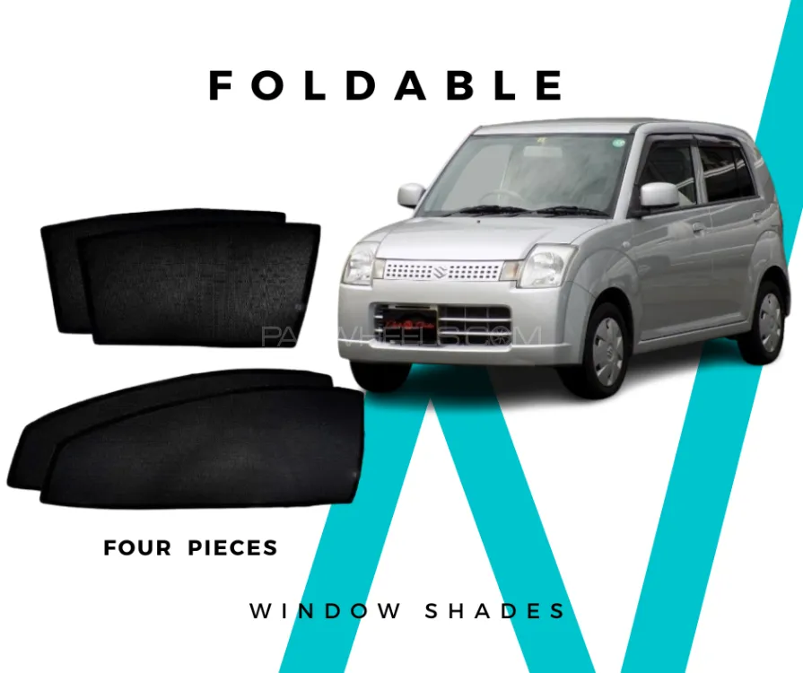 Suzuki Alto Japanese 2004-2009 Sun Shades - Window Shades - 4 Pcs - Black Image-1