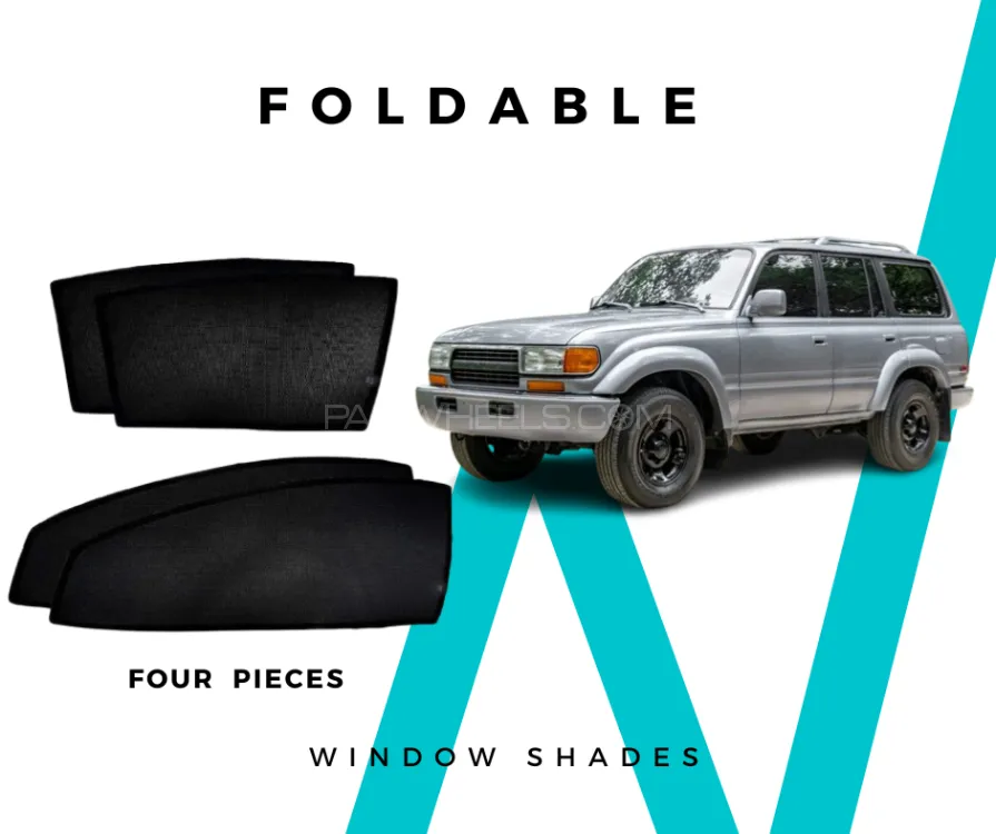Toyota Land Cruiser FJ80 1992 Sun Shades - Window Shades - 4 Pcs - Black Image-1