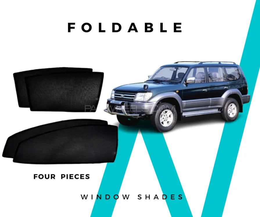 Toyota Land Cruiser Prado FJ90 Sun Shades - Window Shades - 4 Pcs - Black Image-1