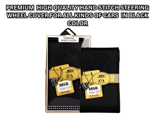 Premium High-Quality Handmade Unstitched Steering Wheel Cover - Black Premium High-Quality Handmade Unstitched Steering Wheel Cover - Black
