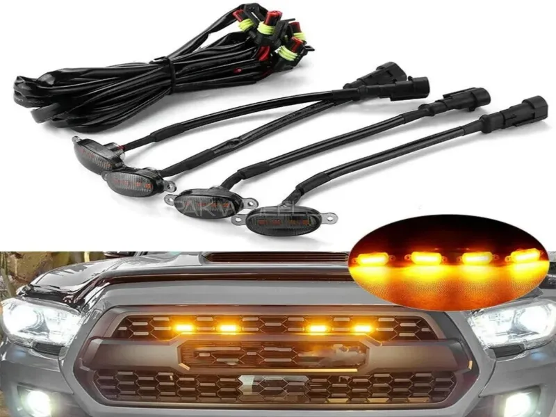Universal Front Grill LED Light - 4pcs - GMC Style Image-1