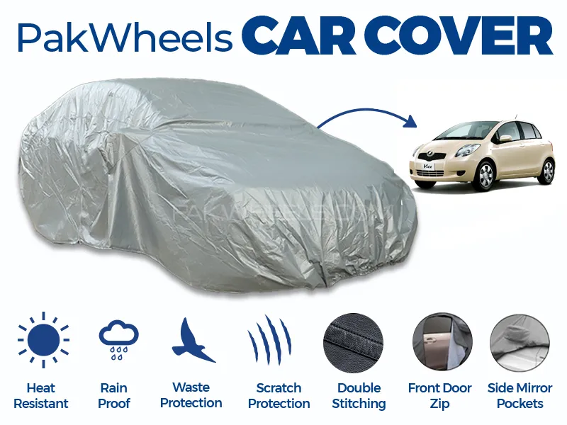 PakWheels Top Cover For Vitz Double Stitched PVC Cotton Image-1