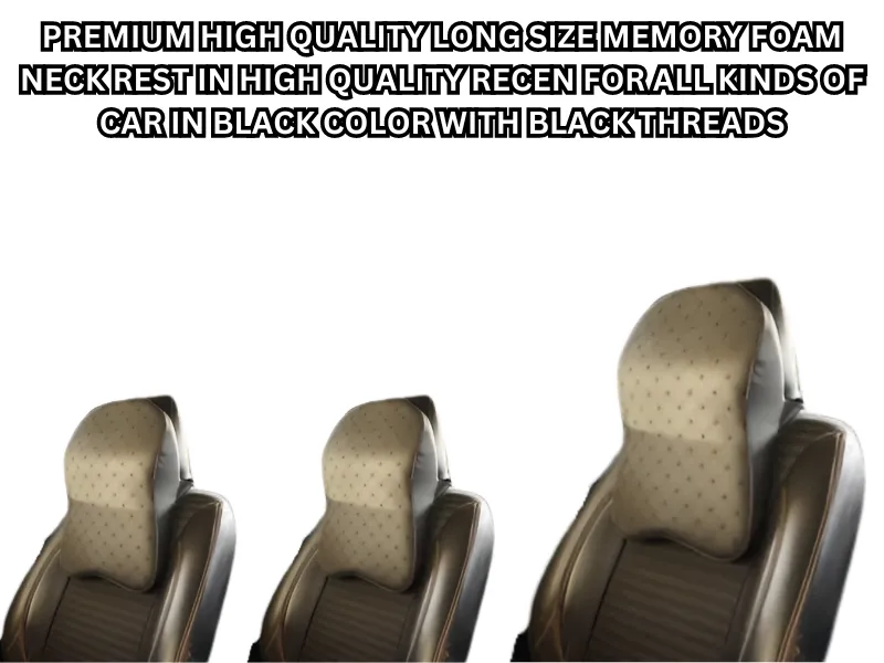 Premium High-Quality Long Size Memory Foam Neck Rest - Black with Black Threads (Pack of 1) Image-1