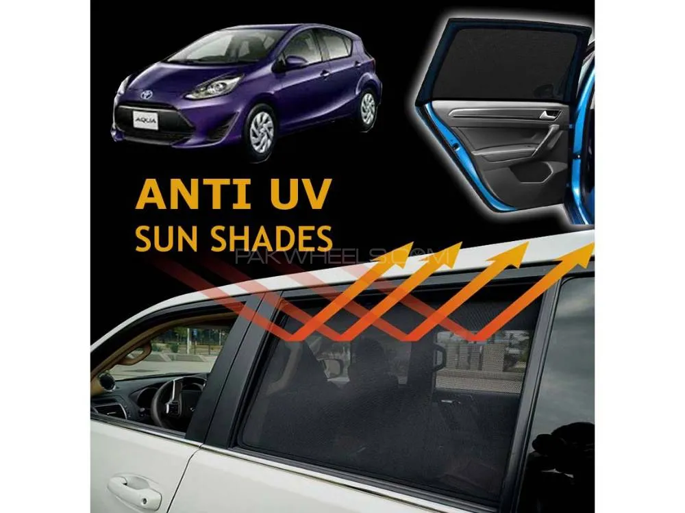 Toyota Aqua 2012 - 2020 Sun Shades | Anti UV Special Shades | Foldable | Jersy Fabric | Pack In Bag Image-1