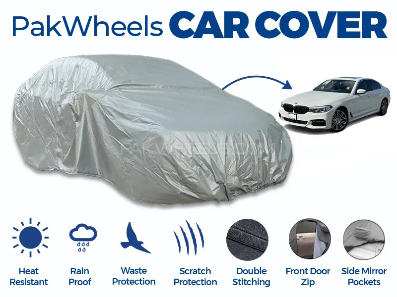 PakWheels Top Cover For BMW Series 5 Double Stitched PVC Cotton Image-1