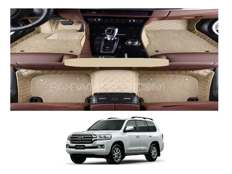 Toyota Land Cruiser LC200 2015-2023 9D Floor Mats - Mix Thread Beige With Beige Grass - 3 Pcs 