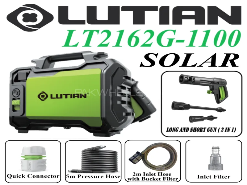LUTIAN - LT2162G-1100 ( Solar ) Commercial High Car Pressure Washer 95 Bar 1100 Watts Self Priming Image-1