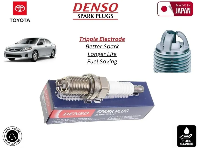 Toyota Corolla Xli 2008-2014 Denso Spark Plug | 4 Pcs | Made in Japan | Tripple Electrode Image-1