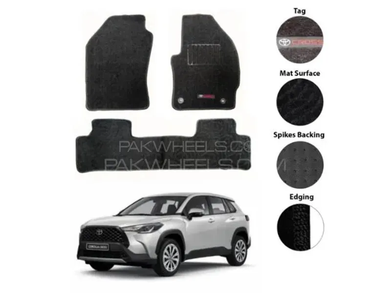 Toyota Corolla Cross 202-2024 Luxury Carpet Floor Mat - Black - Oem Fitting - 3 Pcs Image-1