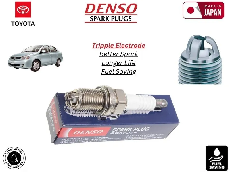 Toyota Platz 1999-2005 Denso Spark Plug | 4 Pcs | Made in Japan | Tripple Electrode Image-1