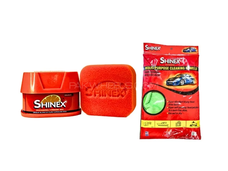 Shinex Professional Carnauba Wax Orange 200G And Shinex Microfiber Cleaning Towel  Image-1
