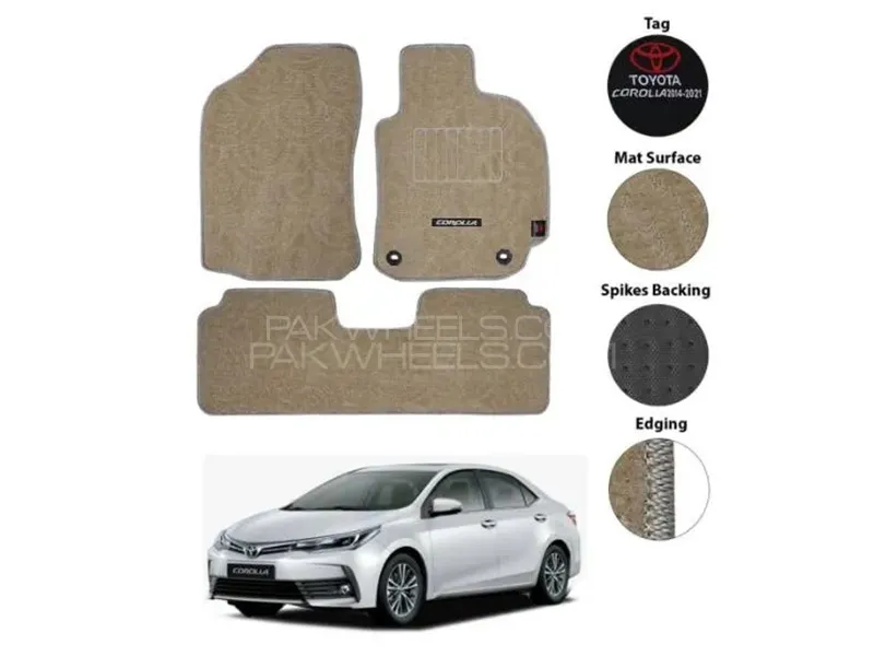 Toyota Corolla 2018-2024 Carpet Floor Mat - Beige - OEM Fitting - 3 Pcs Image-1