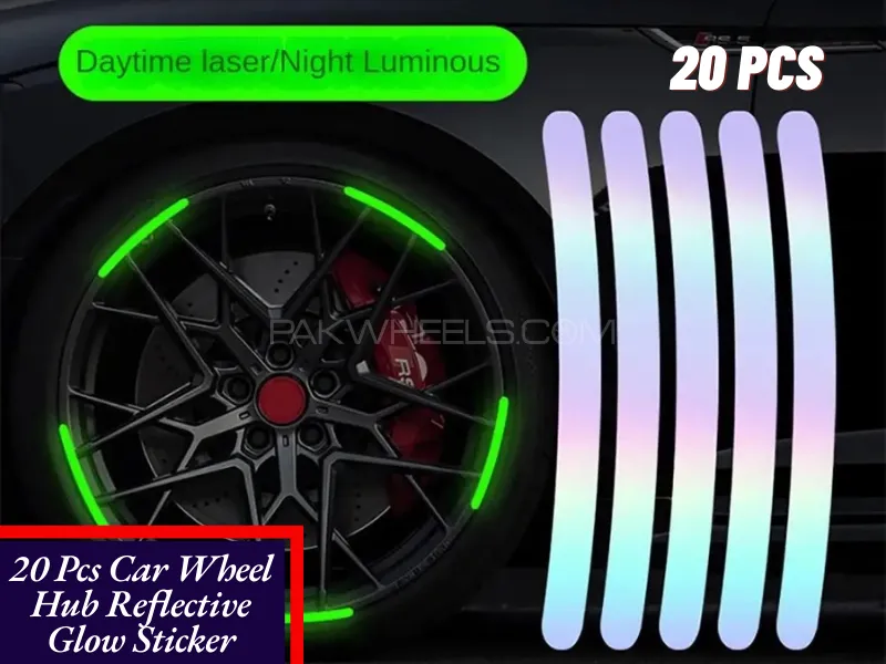 20pcs Car Wheel Hub Reflective Glow Sticker Tire Rim Reflective Strips Luminous for Night Driving Image-1