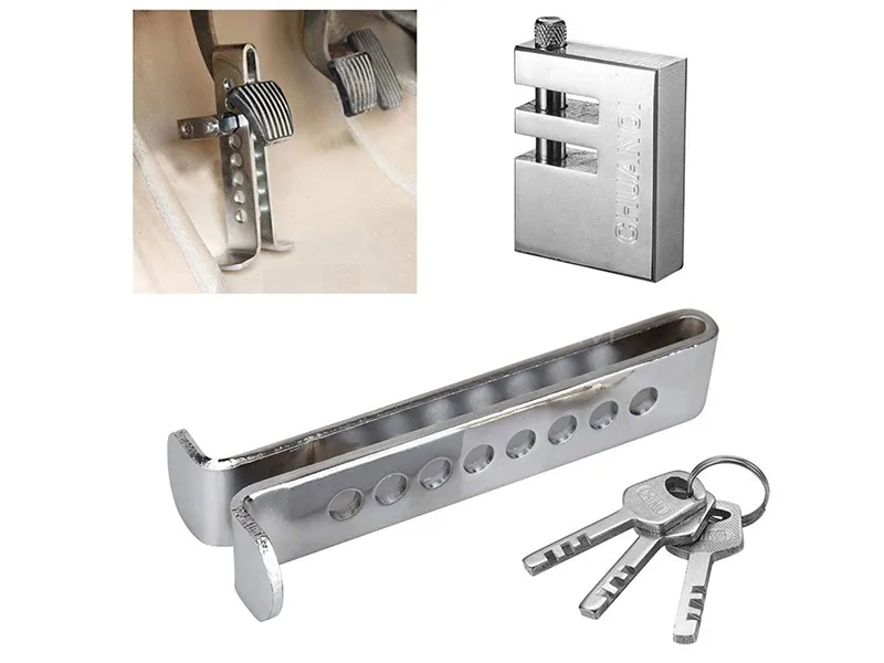 Universal Stainless Steel Car Lock: Anti-Theft Security for Brake & Clutch Pedals Image-1