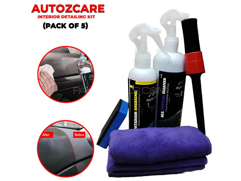 AutozCare Interior Detailing Kit (Interior Dressing, All Purpose Cleaner And Detailing  Brush etc) Image-1
