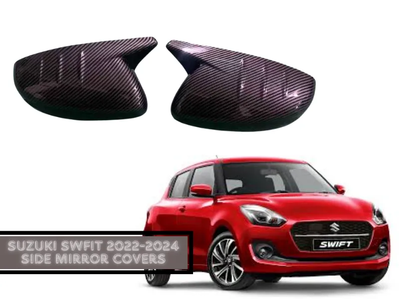 Suzuki Swift 2022-2024 Carbon Fiber Side Mirror Covers | Rearview Side Mirror Trim Cover Image-1